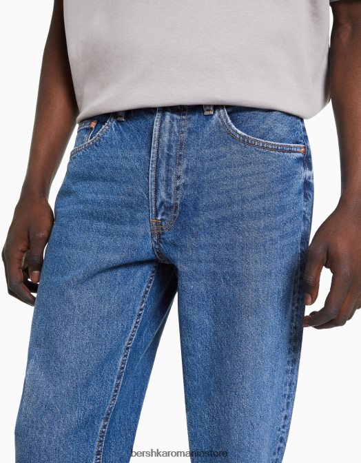 Bershka bărbați blugi vintage cu ajustare dreaptă albastru Z86D3141 îmbrăcăminte