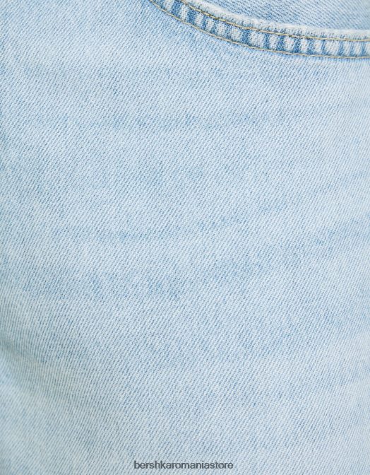 Bershka bărbați blugi vintage cu ajustare dreaptă albastru deschis Z86D3124 îmbrăcăminte