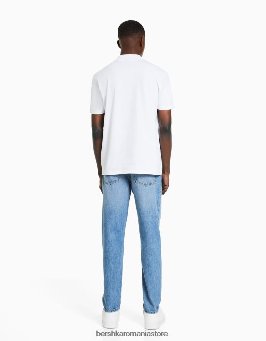 Bershka bărbați blugi vintage cu ajustare dreaptă albastru deschis Z86D3125 îmbrăcăminte