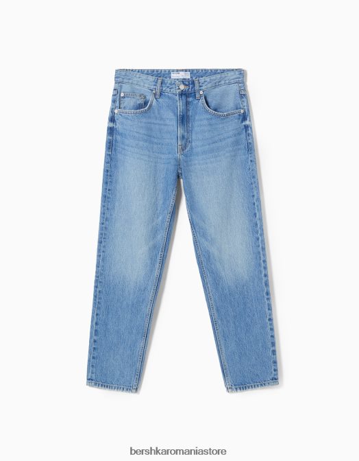 Bershka bărbați blugi vintage cu ajustare dreaptă albastru deschis Z86D3125 îmbrăcăminte