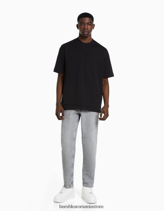 Bershka bărbați blugi vintage cu ajustare dreaptă gri Z86D3142 îmbrăcăminte