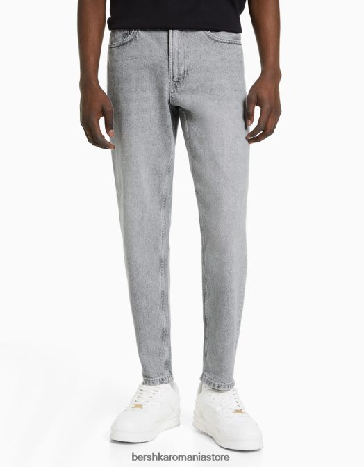 Bershka bărbați blugi vintage cu ajustare dreaptă gri Z86D3142 îmbrăcăminte