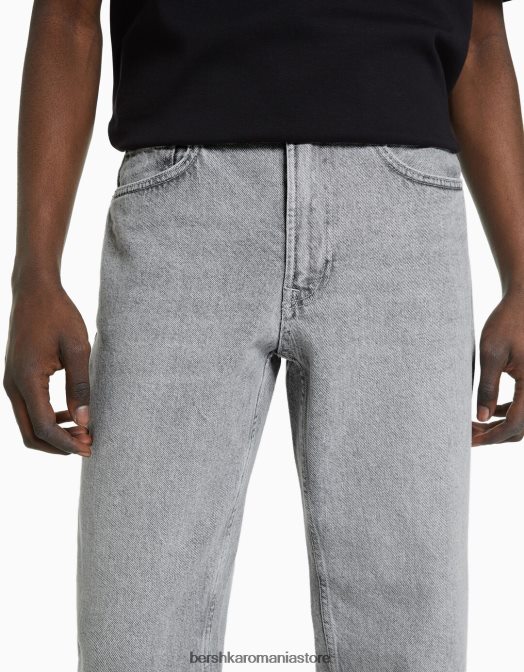 Bershka bărbați blugi vintage cu ajustare dreaptă gri Z86D3142 îmbrăcăminte