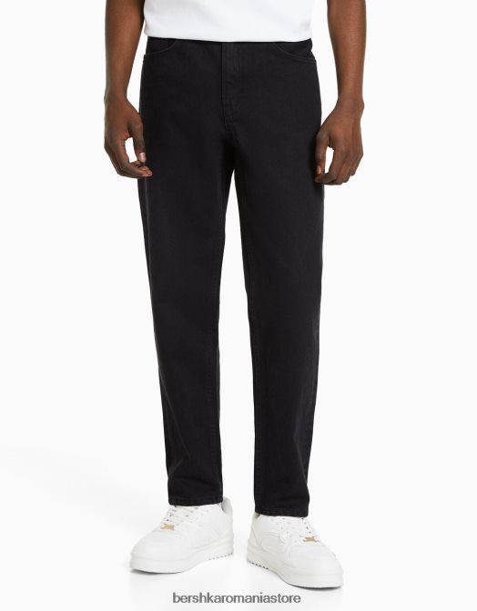 Bershka bărbați blugi vintage cu ajustare dreaptă negru Z86D3127 îmbrăcăminte