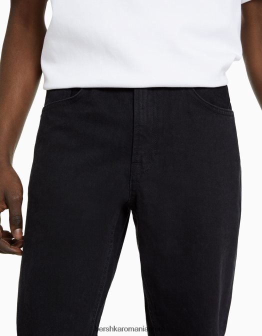 Bershka bărbați blugi vintage cu ajustare dreaptă negru Z86D3127 îmbrăcăminte