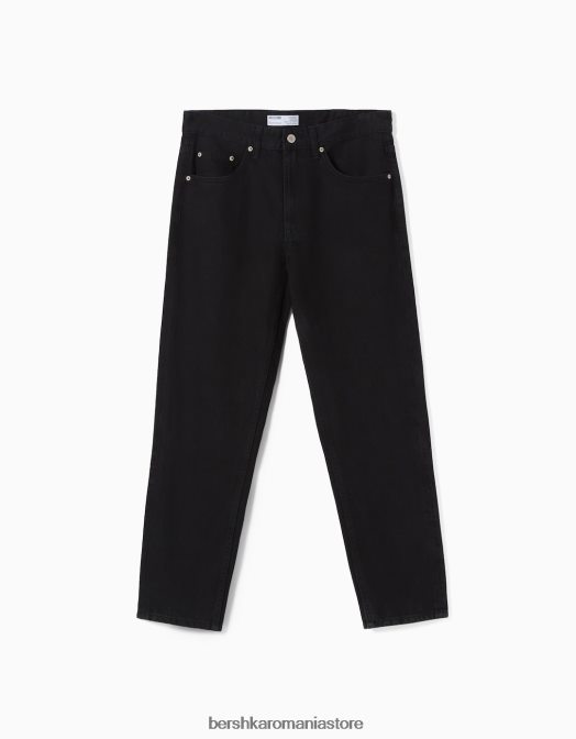 Bershka bărbați blugi vintage cu ajustare dreaptă negru Z86D3127 îmbrăcăminte