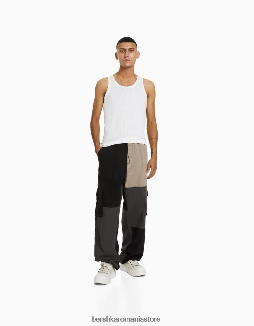 Bershka bărbați pantaloni de trening cargo bloc de culoare negru Z86D3128 îmbrăcăminte