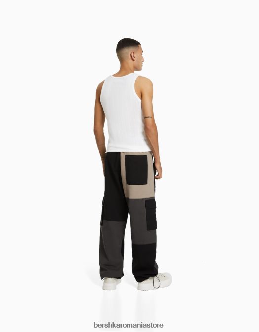 Bershka bărbați pantaloni de trening cargo bloc de culoare negru Z86D3128 îmbrăcăminte