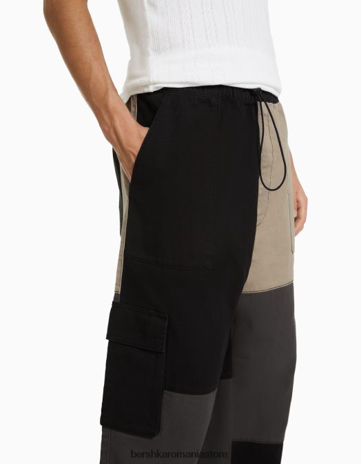 Bershka bărbați pantaloni de trening cargo bloc de culoare negru Z86D3128 îmbrăcăminte