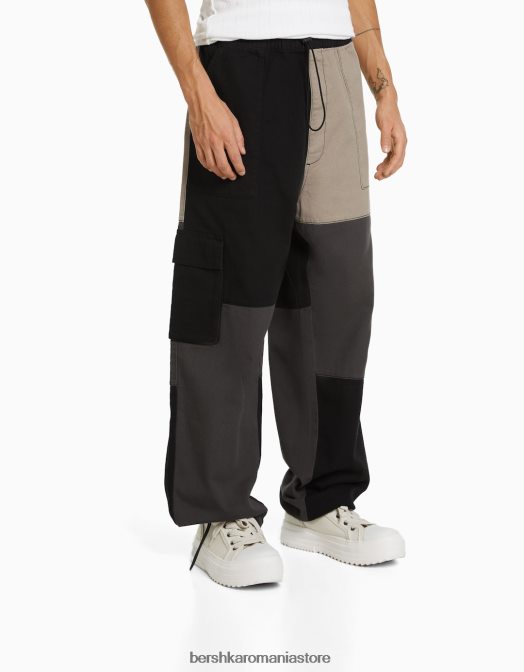 Bershka bărbați pantaloni de trening cargo bloc de culoare negru Z86D3128 îmbrăcăminte
