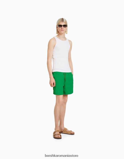 Bershka bărbați pantaloni scurți cu fir contrastant verde Z86D3408 îmbrăcăminte