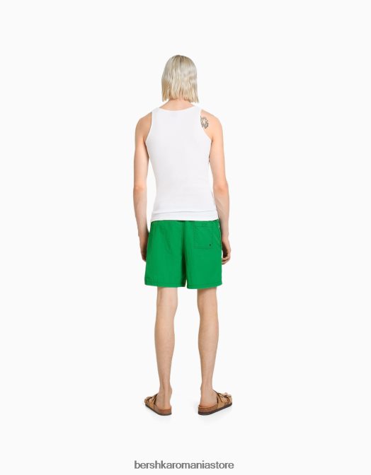Bershka bărbați pantaloni scurți cu fir contrastant verde Z86D3408 îmbrăcăminte