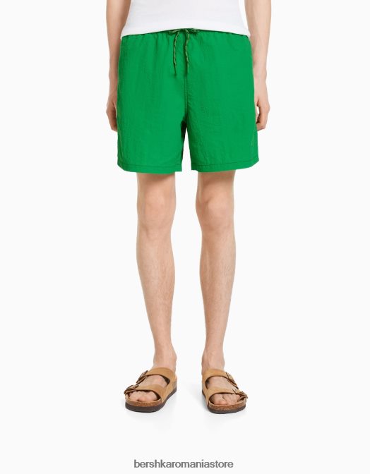 Bershka bărbați pantaloni scurți cu fir contrastant verde Z86D3408 îmbrăcăminte