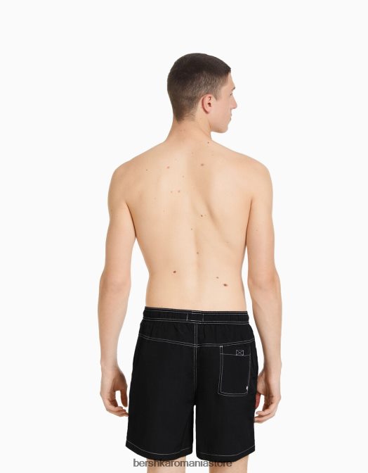 Bershka bărbați pantaloni scurți cu fir de contrast negru Z86D3395 îmbrăcăminte