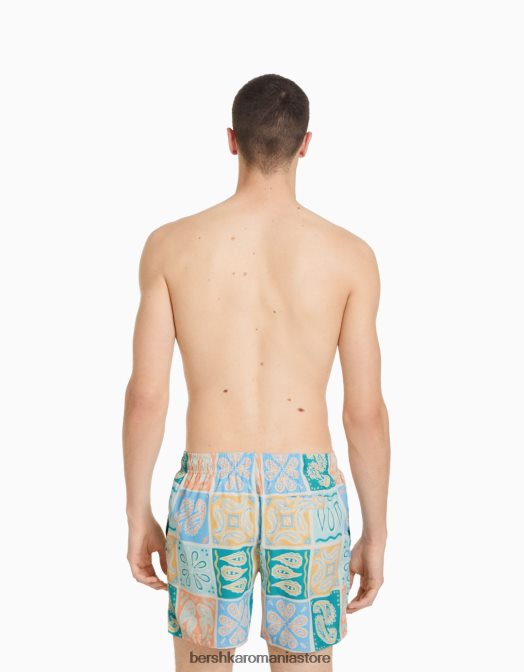 Bershka bărbați pantaloni scurți de bord cu imprimeu paisley albastru Z86D3396 îmbrăcăminte