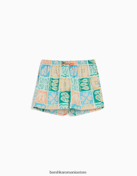 Bershka bărbați pantaloni scurți de bord cu imprimeu paisley albastru Z86D3396 îmbrăcăminte