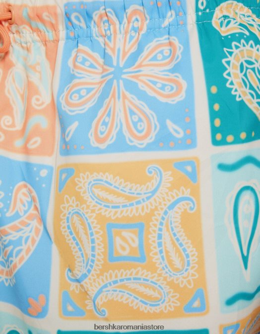 Bershka bărbați pantaloni scurți de bord cu imprimeu paisley albastru Z86D3396 îmbrăcăminte