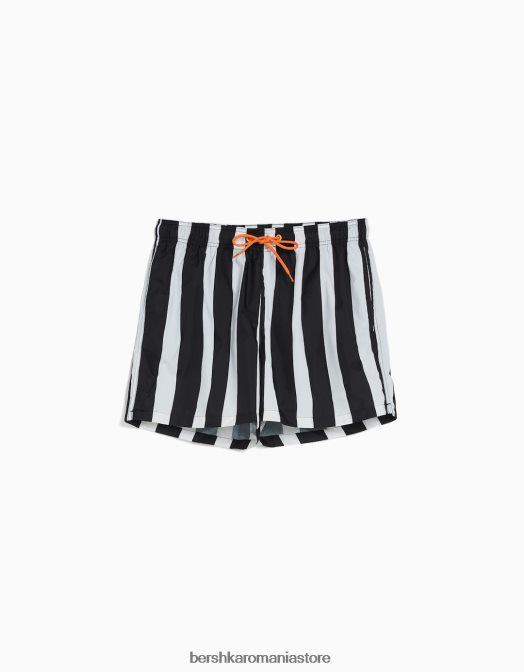 Bershka bărbați pantaloni scurți de bord în dungi alb Z86D3403 îmbrăcăminte