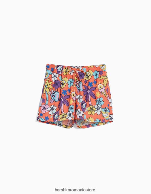 Bershka bărbați pantaloni scurți imprimați portocale Z86D3386 îmbrăcăminte