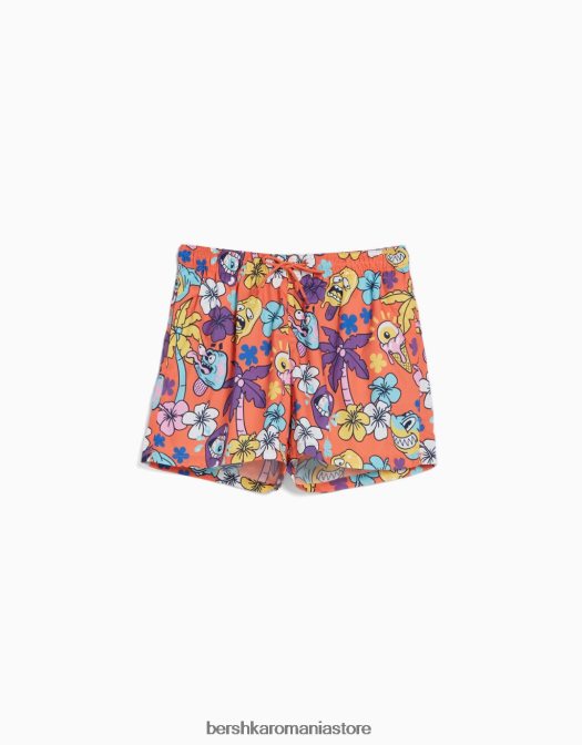 Bershka bărbați pantaloni scurți imprimați portocale Z86D3387 îmbrăcăminte