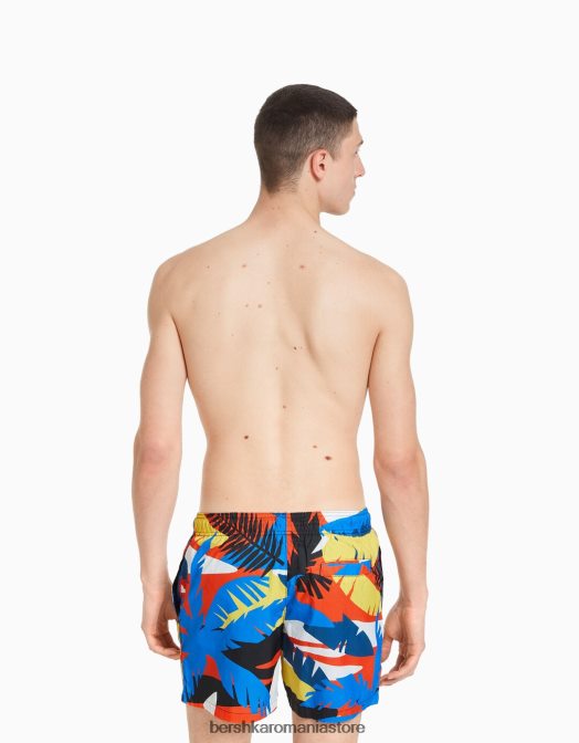 Bershka bărbați pantaloni scurți imprimați portocale Z86D3397 îmbrăcăminte