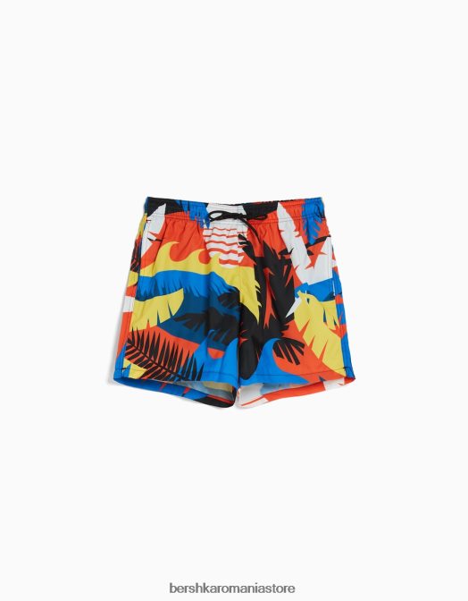 Bershka bărbați pantaloni scurți imprimați portocale Z86D3397 îmbrăcăminte