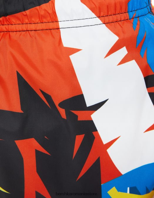 Bershka bărbați pantaloni scurți imprimați portocale Z86D3397 îmbrăcăminte