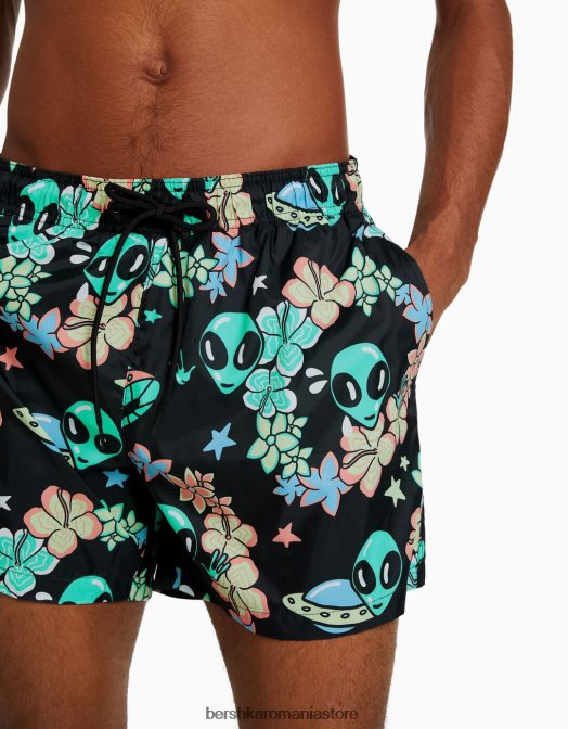 Bershka bărbați pantaloni scurți imprimați turcoaz Z86D3388 îmbrăcăminte