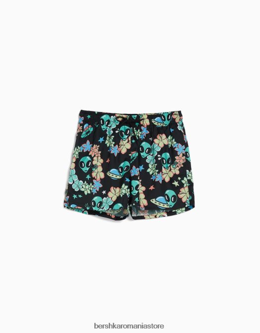 Bershka bărbați pantaloni scurți imprimați turcoaz Z86D3388 îmbrăcăminte