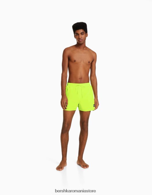 Bershka bărbați pantaloni scurți neon de bază galben Z86D3392 îmbrăcăminte