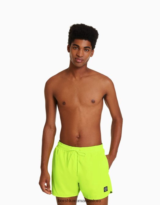 Bershka bărbați pantaloni scurți neon de bază galben Z86D3392 îmbrăcăminte
