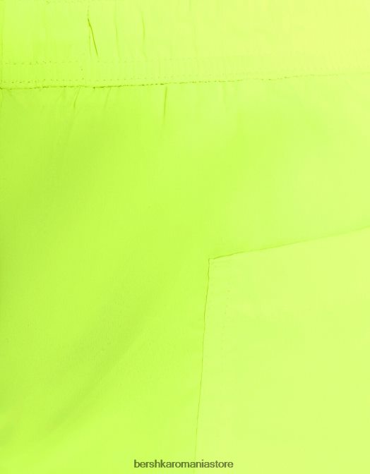 Bershka bărbați pantaloni scurți neon de bază galben Z86D3392 îmbrăcăminte