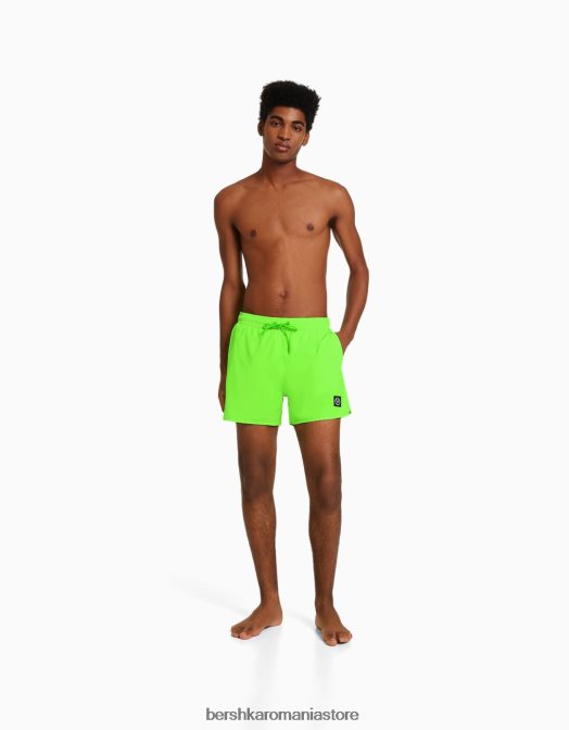 Bershka bărbați pantaloni scurți neon de bază lămâie verde Z86D3390 îmbrăcăminte