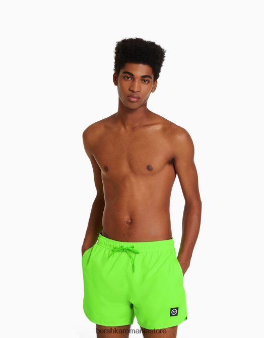 Bershka bărbați pantaloni scurți neon de bază lămâie verde Z86D3390 îmbrăcăminte