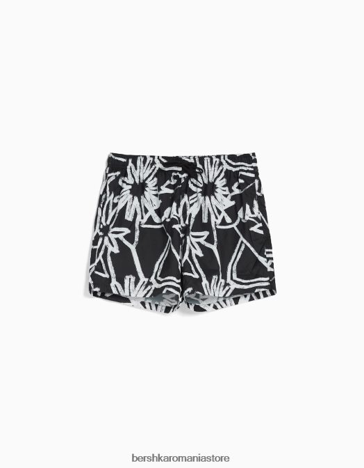 Bershka bărbați trunchi de baie cu imprimeu floral alb Z86D3402 îmbrăcăminte