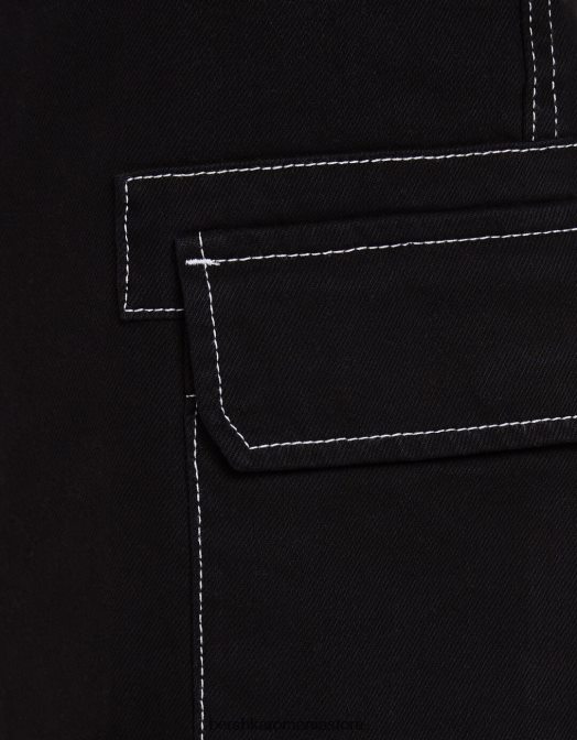 Bershka bărbați bermudă cargo cu fir de contrast negru Z86D3286 îmbrăcăminte