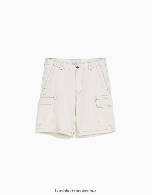 Bershka bărbați bermudă cargo cu fir de contrast nisip Z86D3285 îmbrăcăminte