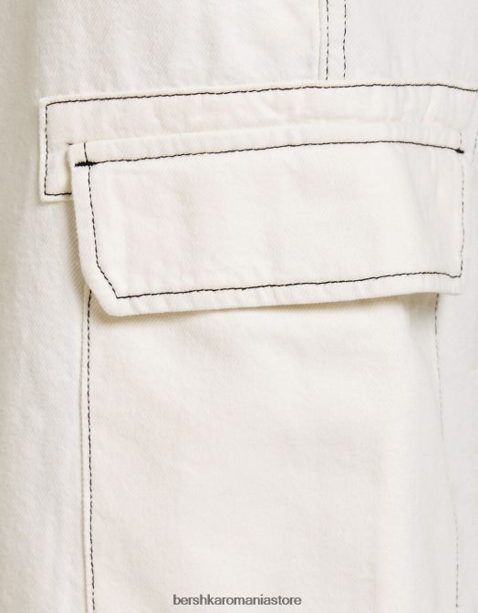 Bershka bărbați bermudă cargo cu fir de contrast nisip Z86D3285 îmbrăcăminte