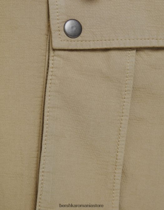 Bershka bărbați bermudă cargo din bumbac cu bretele cămilă Z86D3284 îmbrăcăminte