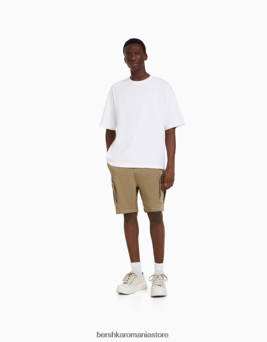 Bershka bărbați bermudă cargo twill cu fir de contrast cămilă Z86D3292 îmbrăcăminte