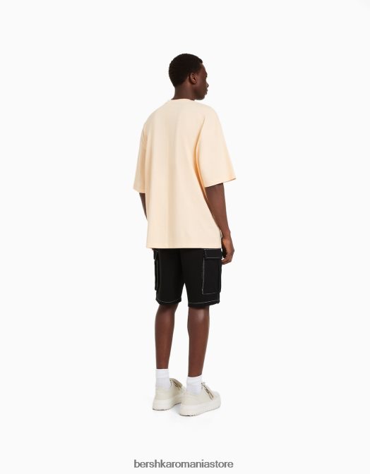 Bershka bărbați bermudă cargo twill cu fir de contrast negru Z86D3291 îmbrăcăminte