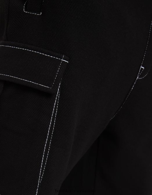 Bershka bărbați bermudă cargo twill cu fir de contrast negru Z86D3291 îmbrăcăminte