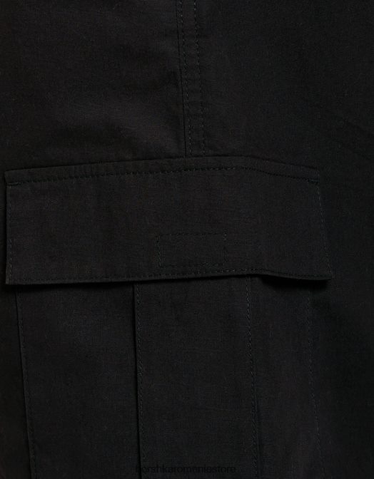 Bershka bărbați bermudă din poplin cu parașuta negru Z86D3280 îmbrăcăminte