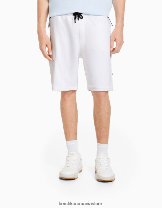 Bershka bărbați bermude cargo de pluș alb Z86D3290 îmbrăcăminte