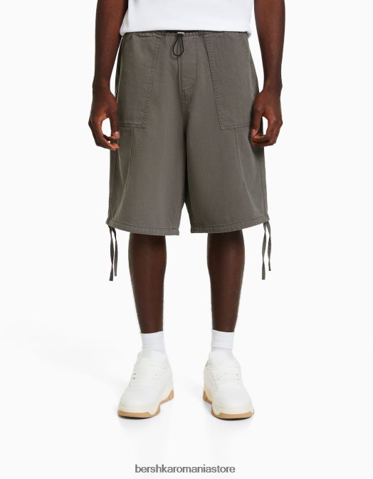 Bershka bărbați bermude cu parașuta gri inchis Z86D3279 îmbrăcăminte