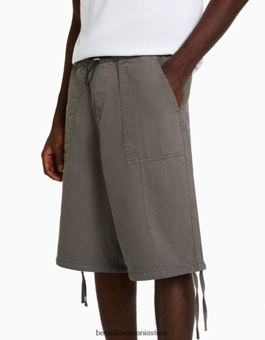 Bershka bărbați bermude cu parașuta gri inchis Z86D3279 îmbrăcăminte