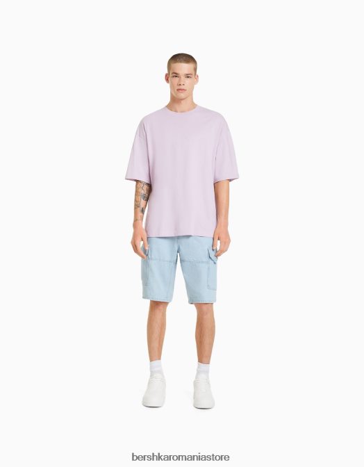 Bershka bărbați bermude largi cargo albastru deschis Z86D3288 îmbrăcăminte