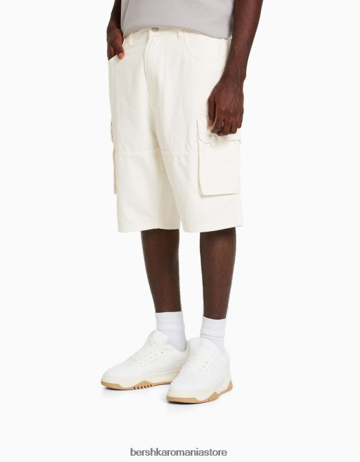 Bershka bărbați bermude largi cargo cremă Z86D3289 îmbrăcăminte