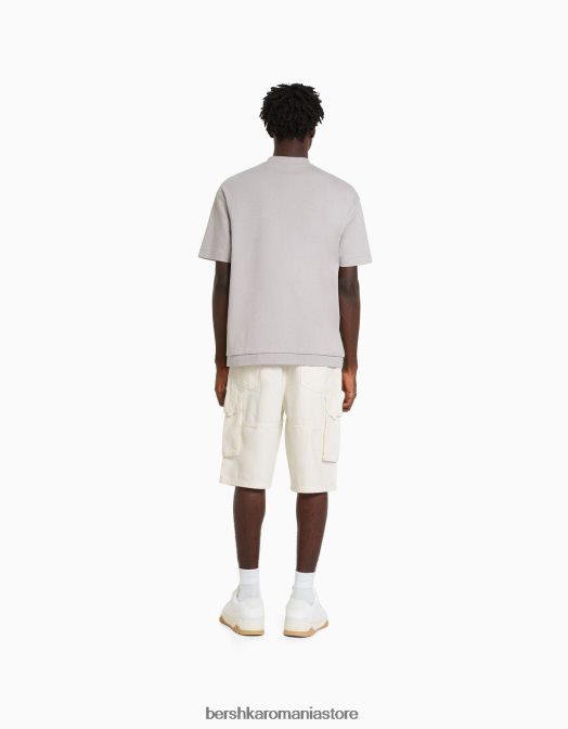 Bershka bărbați bermude largi cargo cremă Z86D3289 îmbrăcăminte