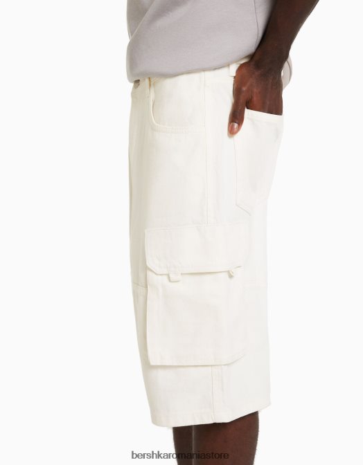 Bershka bărbați bermude largi cargo cremă Z86D3289 îmbrăcăminte